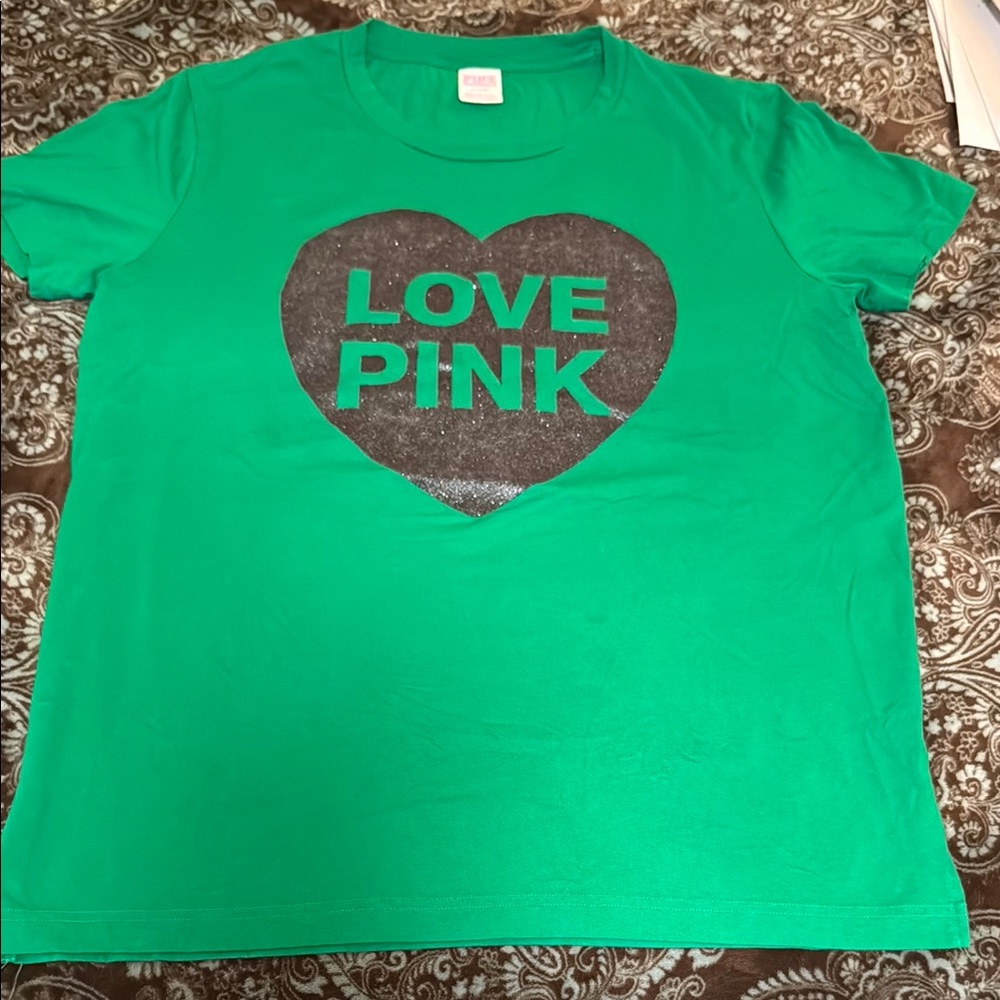 Love Pink Green Kids T-Shirt